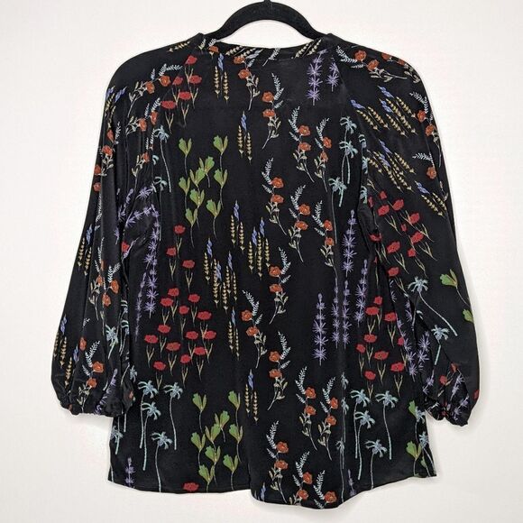Tucker The Long Tie Blouse After the Rain in Crepe de Chine Silk Top Floral - Picture 7 of 9